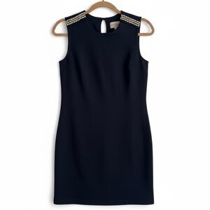 New Philosophy Embellished Sheath Dress Sleeveless Keyhole Cocktail Back Navy XS